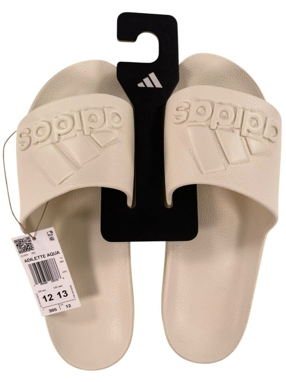 Adidas Adilette Aqua Slides Beige Lightweight Slip-On Shower Sandals Men's Sz 12
